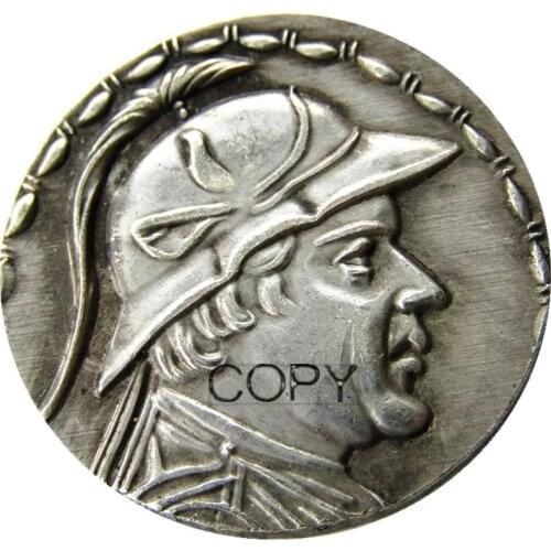 G(46)GRECO-BACTRIAN KINGDOM. Eucratides I the Great (ca. 170-145 BC).Silver Plated Copy Coin