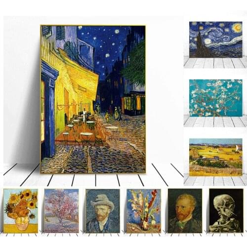 Van Goghs Works Sunflowers Starry Night The Sower Irises Master Pieces Decorative Painting Modern Famous Canvas Painting Oil