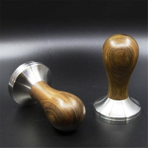 Coffee Tamper CHACATE PRETO Wood Handle 51/53/54/58/58.35mm 304 Stainless Steel Espresso Powder Cafe Hammer Coffee Accessories