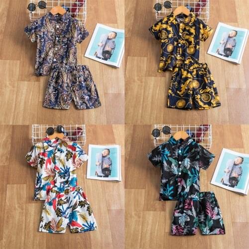 2 Pieces Clothes Sets for Boys Flower Printed Tops+Shorts Infant Baby Boys Outfits 2021 Summer Fashion Kids Boys Clothing Set