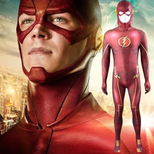 The Flash Season 1 Costume Cosplay Zentai Jumpsuit Spandex Lycra Bodysuit Halloween Costume The Flash Barry Allen Cosplay
