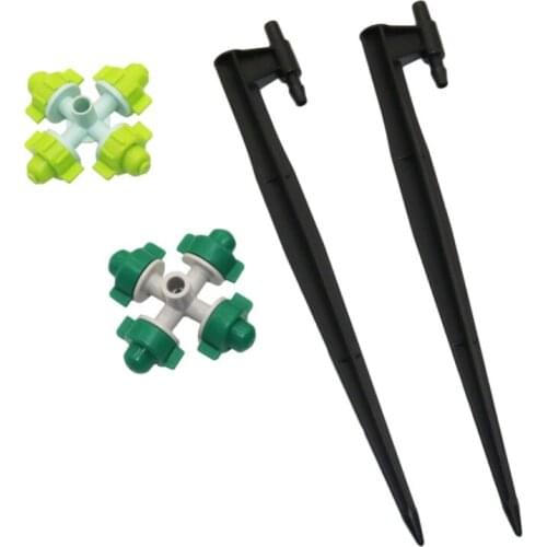 Cross Mist nozzle with Ground connection rod for 4/7mm Hose Agriculture Greenhouse irrigation sprinkler 20 Pcs