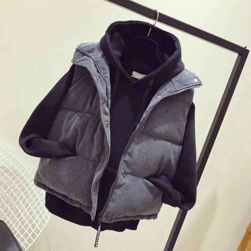 Jacket Vest Vest Womens Cotton-Padded Vest Fall Winter Coat Corduroy Short Coat Chaleco Mujer