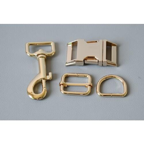 100 Suit 25mm Metal D Ring Belt Straps Slider Breakaway Side Release Buckle Spring Hook Diy Dog Collar Leash Sewing Accessories