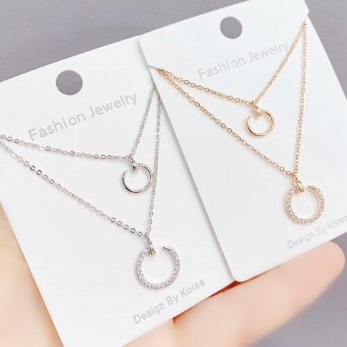 BOTU 2021 New Fashion Double Letter C Pendant Necklace Female Fashion Creative Necklace Simple Trendy Jewelry for Women