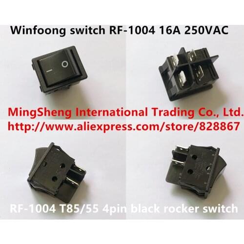 Original new 100% import winfoong switch RF-1004 16A 250VAC 4pin black rocker switch