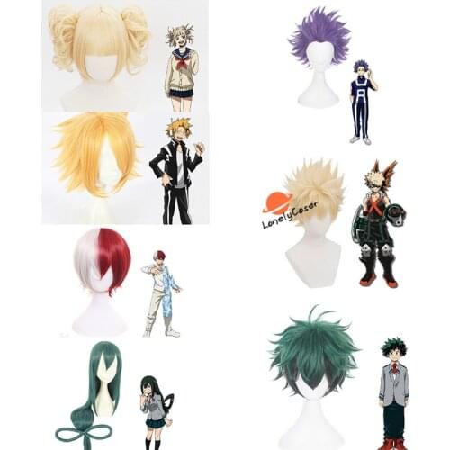 Anime My Hero Academia Cosplay Wig Ochako Uraraka Midoriya Izuku Todoroki Shouto Heat-resistant Fiber Hair with Wig Cap Party