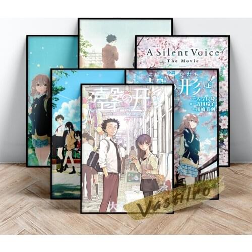 A Silent Voice Movie Poster, Japanese Manga Wall Art, Japan Cartoon Film Wall Picture, Comic Character Wall Stickers, Fans Gift