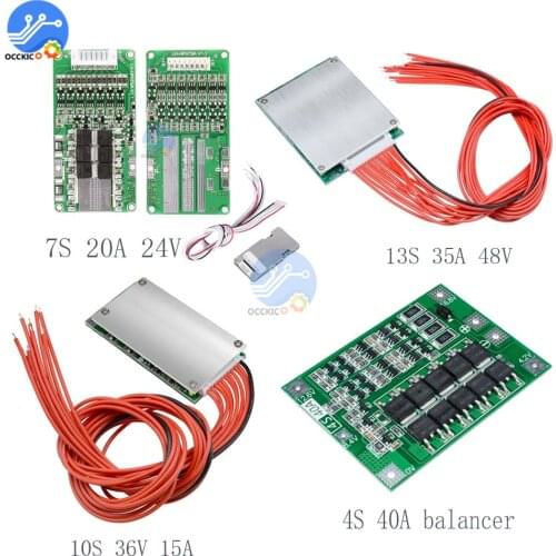 BMS 4S 40A/7S 20A 24V/10S 36V 15A/13S 35A 48V 18650 Lithium Battery Protection Balancer Board Power Bank Charger for Arduino