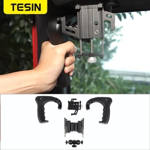 TESIN Armrest for Wrangler JK Car Front Grab Handle With Mobile Phone Holder for Jeep Wrangler JK 2007-2017 Interior Accessories