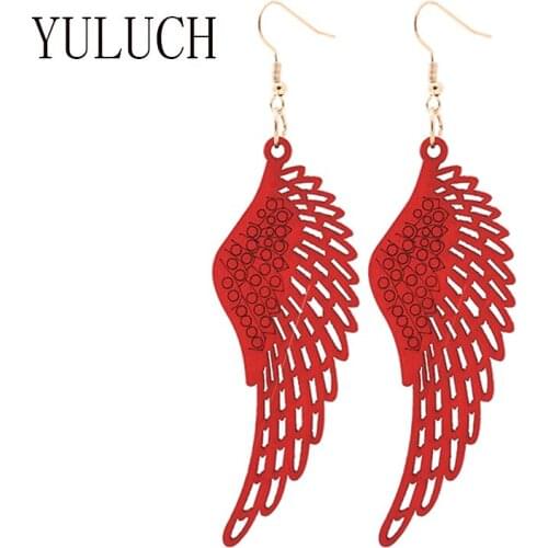 YULUCH Natural wood wings pendant earrings for women art simple jewelry accessories casual party wild earrings wooden earring