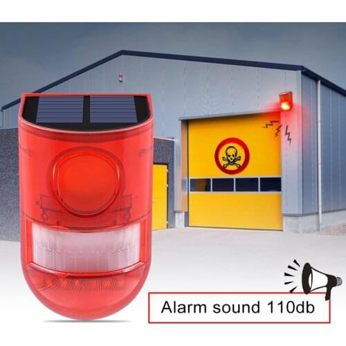 Solar Alarm Lamp 110db Warning Sound 6led Red Light IP65 Waterproof Motion Sensor Caution Lights For Warehouse Secret Place Wall
