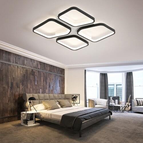 Modern White Chandelier For Living Room 2021 Indoor Decoration Bedroom Loft Apartment Led Ceiling Lamp Square Smart Remote Light