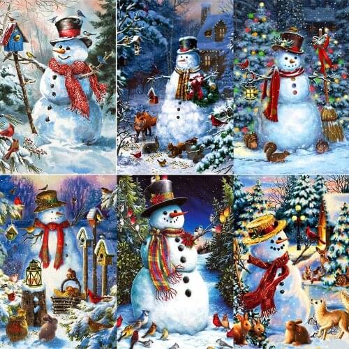 XUEQIXIAOZU Full Round Christmas snowman Diamond embroidery 5D DIY Diamond painting Diamond mosaic painting decoration gifts New
