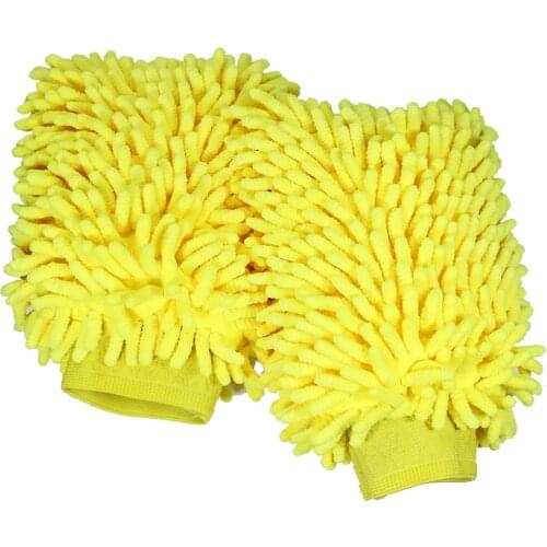 YUNPICAR Car Wash Mitt 2 Pack - Extra Large Size Clean Tools Kits- Premium Chenille Microfiber Winter Waterproof Cleaning Mitts