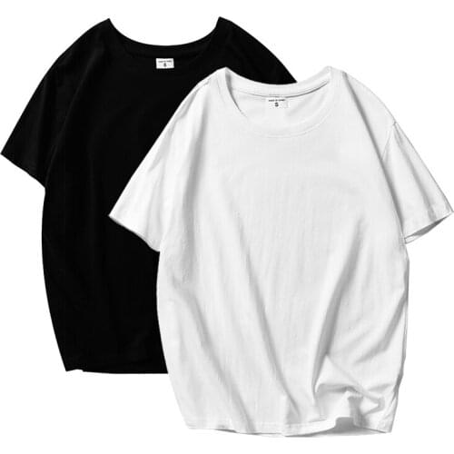 Women T Shirt Black White Summer Tshirt Oversized T Shirt Lady Solid Cotton Tee Shirt Casual Short Sleeve Female T-Shirt Clothes