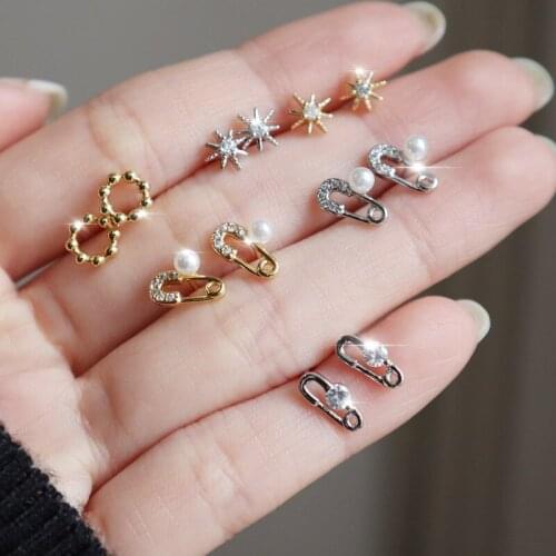 925 Sterling Silver Crystal Star Round Stud Earrings For Women Kids Wedding Gift Female Pendientes