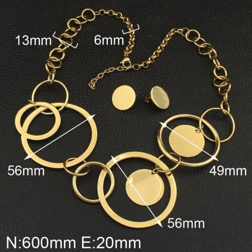 Womens Jewelry Round 7 Styles Stainless Steel Vintage Jewelry Gold Color Necklace Earrings Sets For Woman SEDZDEDC1