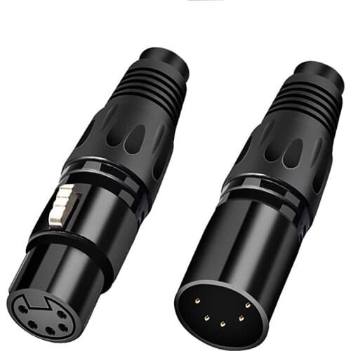 10pcs 5Pin XLR Connector Male to Female Microphone Extension Cable Plug Audio Socket MIC Audio Connector Adapter DMX Stage Light