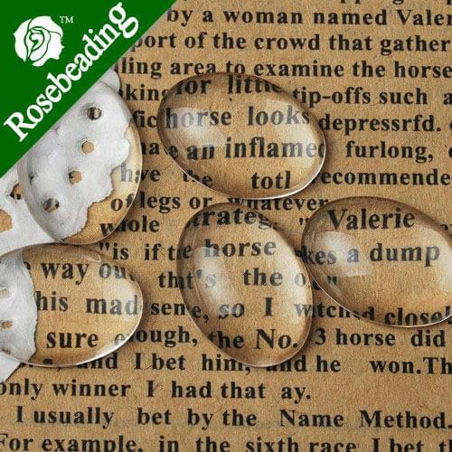 13*18MM oval Flat Back clear Crystal glass Cabochon,Top quality;clear cabochon title,glass title;sold as 200pcs/lot-C1062