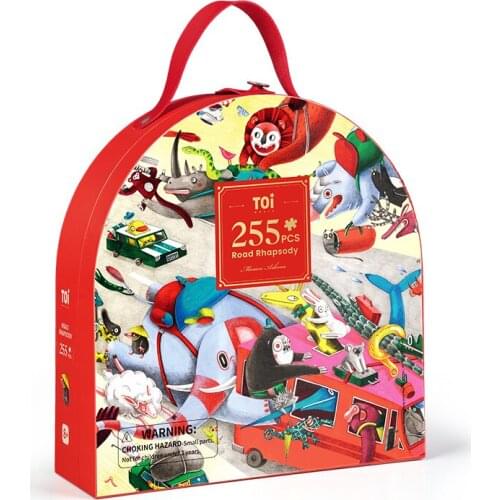 Toi Children Early Educational 255 Pieces Road Rhapsody Baby Colorful Popular Cartoon Gift Box Paper Jigsaw Puzzle Toys