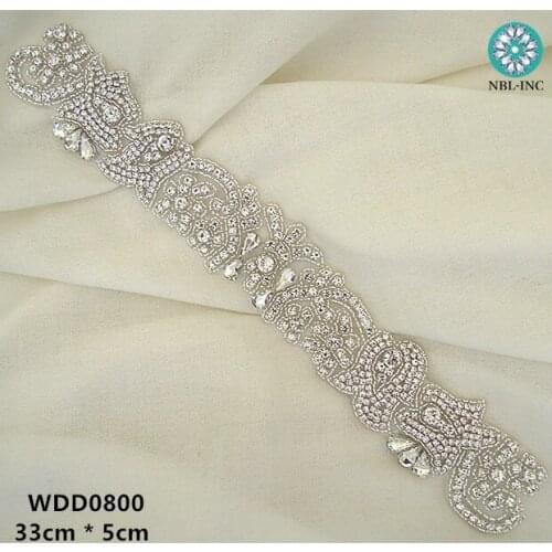 30PCS )Wholesale bridal sash hand beaded sewing crystal rhinestone appliques for wedding dresses WDD0800