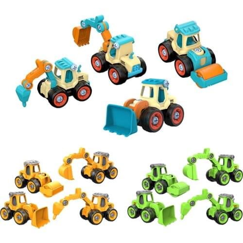 4PCS Nut Disassembly Loading Engineering Truck Excavator Bulldozer Screw Kids Creative Tool Education Toys Car