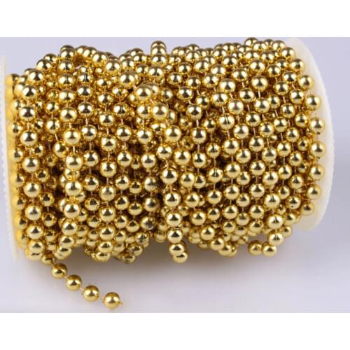 6 Reels/lot ) 8mm X High Quality 20 yards Gold Round Bead TRIM , Pearls On Reel For Fashion Apparel