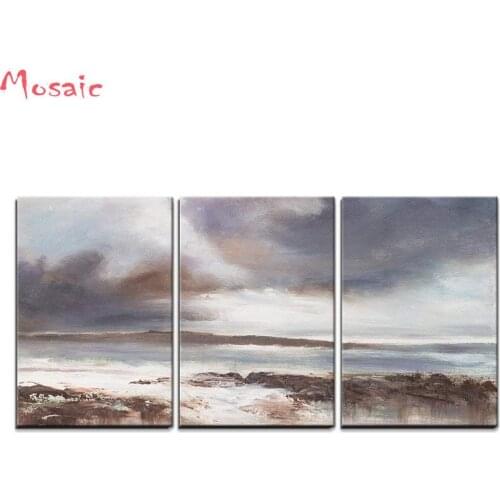 5d DIY Diamond Embroidery 3pcs Stormy Beach Seascape Diy Diamond Painting Cross Stitch Picture Of Rhinestones Diamond Mosaic