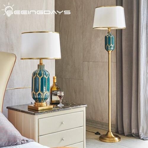 40x160cm American Modern Ceramics Floor Lamp for Bedroom Living Room Luxury Nordic Floor Lamp Bedroom Bedside Floor Lamp