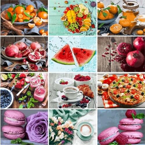 AZQSD Diy Paint By Numbers On Canvas Fruit Living Room Home Decor Coloring By Numbers Flower Drawing On Canvas Wall Art