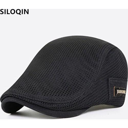 SILOQIN Snapback Cap New Summer Mens Mesh Cap Breathable Berets Adjustable Size Bone Ventilated Sunscreen Casual Sports Caps