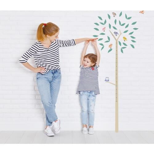Color Bird Tree Height Wall Sticker Growth Ruler for Childrens Room Kindergarten Creative Decorative Measuring Scale Stickers