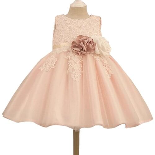 Floral Lace Baby Girl Dress Tulle Baptism Dress for Kids Princess 1 year Birthday Party Wedding Gown Baby Christening Clothing