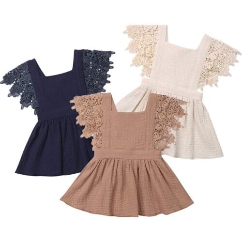 0-3T Baby Crochet Flower Dress Kids Girl Toddler Babies Princess Party Casual Tutu Dresses Clothes Sundress