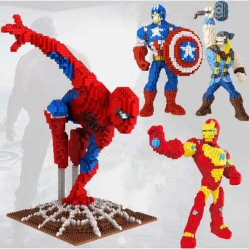 Disney Avengers blocks Diamond Black Panther action characters Thor Iron Man Mini blocks childrens toys 30 cm
