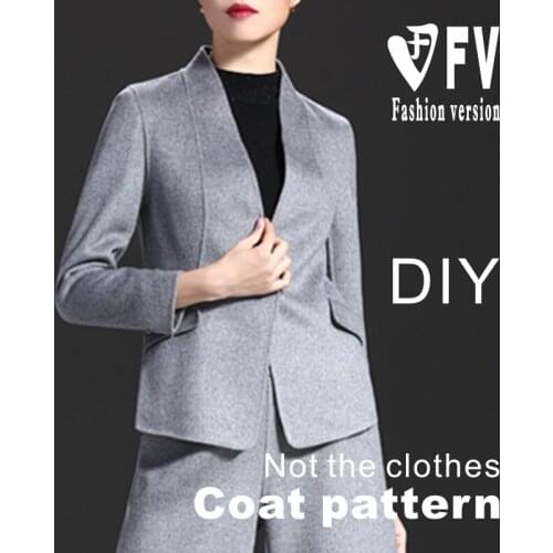 Double-faced cashmere coat pattern female slim short coat garment cutting design drawing BWT-74