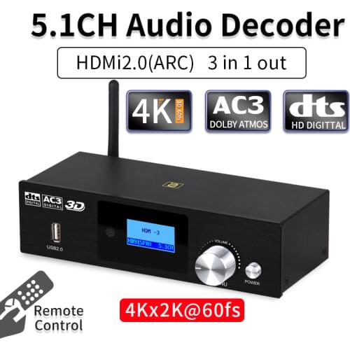 HD915PRO 5.1CH HD Audio Decoder Bluetooth 5.0 Reciever Dolby Atmos DTS AC3 HDMI2.0-Compatible 4K3D Converter SPDIF ARC PCUSB DAC