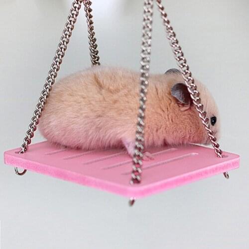 High Quality Cute Hamster Toys Swing Hanging Gadget Wooden Cage Accessories Supplies Amuse Mouse Wooden Hamster Swing Toy
