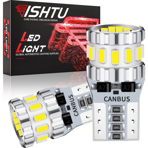 ISHTU 2PCS W5W T10 LED Bulbs 3014 18SMD 12V Canbus 194 168 WY5W Car Interior Dome Reading License Plate Light Auto Signal Lamp