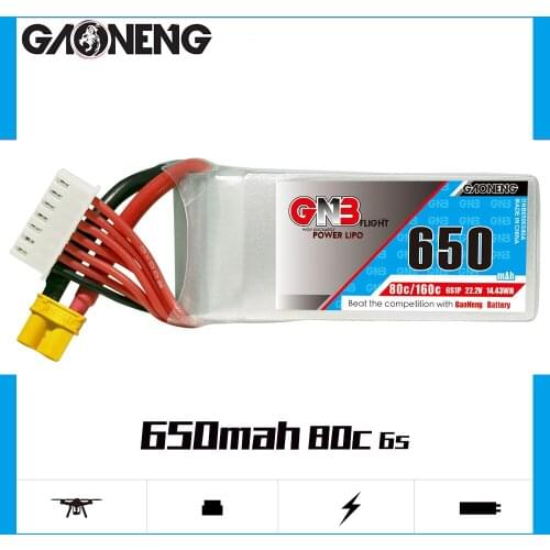 Gaoneng GNB 650mAh 22.2V 6S 80C/160C Lipo battery with XT30 or XT60 Plug for FPV Racing Drone RC Quadcopter Helicopter parts