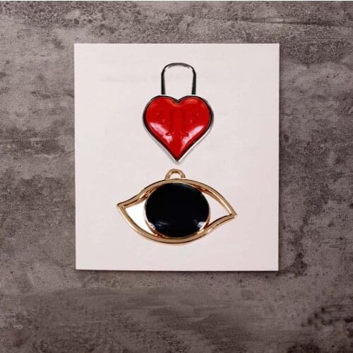 Metal Gold Eye Red Heart Hooks Rivets Zipper Slider Sewing for Bag Clothes Earring Necklace Jewelry Charm Connector Accessory
