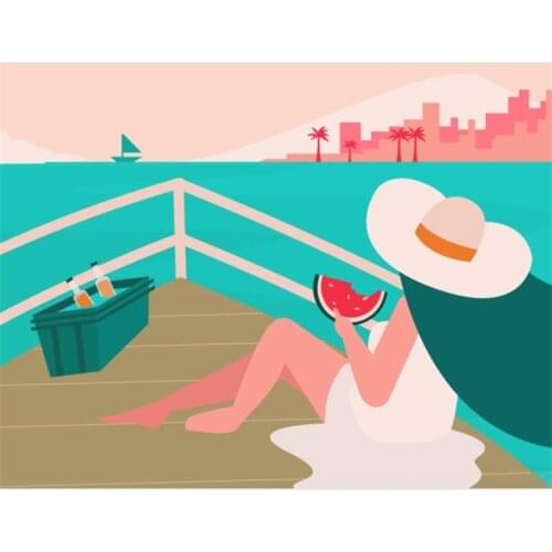 Painting By Number Picture Of Landscape DIY Craft Kits Handmade Acrylic Painting For Canvas Frame Summer By Number Home Decor