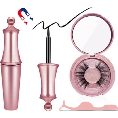 YioWio 2 Pairs Magnetic Thick Faux Mink Eyelash Set With Magnet Eyeliner Tweezers False Lashes Soft Natural Magnet Eyelashes Set