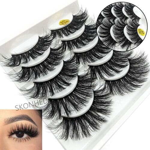 5Pairs 3D Faux Mink Hair False Eyelashes Natural Handmade Wispy Fluffy Crisscross Flared Long Lashes Extension Eye Makeup Tools