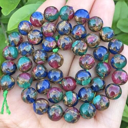 Natural Stone Colorful Cloisonne Beads Loose Spacer Rondelle Beads For Jewelry Making 4/6/8/10MM Diy Woman Necklace Bracelet 15"