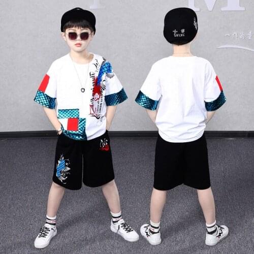 4-14 Years Summer Boy Clothing Set 2021 New Fashion Casual Active T-shirt+ Pant Kid Children Boy Teenager Clothing
