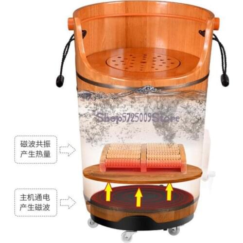 Foot Soaking Wooden Barrel Heating Constant Temperature Barrel Foot Bath Foot Washing Wooden Basin Household Wooden Basin Leg St