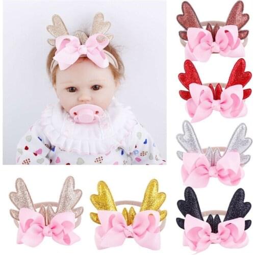Cute Baby Headband Toddler Kids Girls Bowknot Hairband Christmas Deer Headwear Dress up Hoops Elk Headband