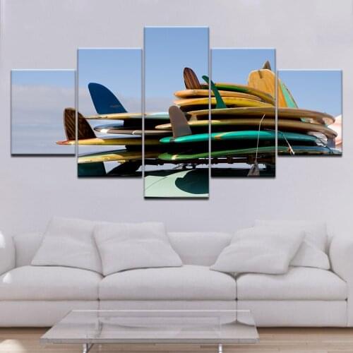Drop Shipping 5 Piece Canvas Art Surfboard poster Painting Framed Wall Art Canvas Wall Pictures for Living Room Modular picture